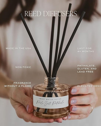 Sweet Water Decor Lavender and Eucalyptus Reed Diffuser – Room Decor Aesthetic with Long-Lasting Premium Fragrance of Lavender, Patchouli, and Eucalyptus for 4 Months – Ideal for Home Decor