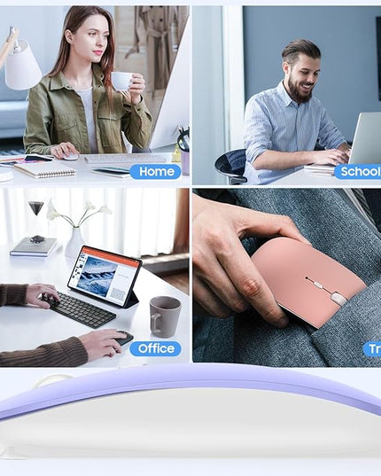 SUNGI Bluetooth Mouse,Rechargeable Wireless Mice for MacBook Pro/MacBook Air,Bluetooth Wireless Mouse for Laptop/PC/Mac/iPad pro/Computer,Purple
