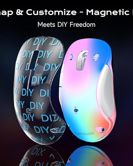 memzuoix 2.4G LED Wireless Mouse, Rechargeable Ergonomic Mouse with Detachable Cover, 1400 DPI Portable Optical Computer Mouse with USB Receiver for Laptop, PC, Desktop and MacBook, 5 Buttons-Blue