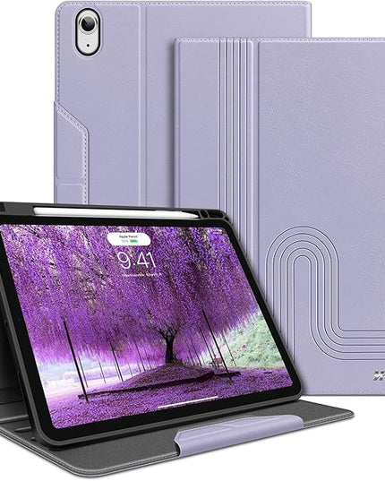 H HOLIMET Case for iPad Air 11 inch 2025 (M3)/2024 (M2) /iPad Air 5th Generation 2022/iPad Air 4th Generation 2020 10.9 Inch with Pencil Holder Shockproof Protective Cover Vegan Leather (Purple)