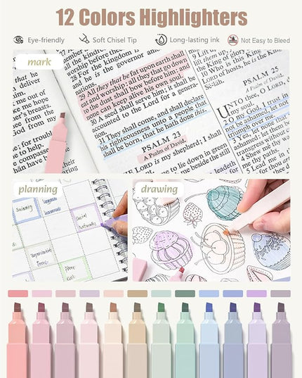 Four Candies 39 PCS Aesthetic School Supplies with Cute Pen Case, 12 Pastel Highlighters, 5 Black Ink Gel Pens, 6 Mechanical Pencils Set for Students Stationary College Essentials (Cream)