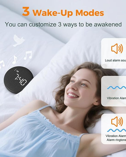 Gianna Vibrating Alarm Clock for Heavy Sleepers - 110dB Loud Alarm Clock, 3 Wake Modes, Auto-Dimming, Rechargeable Battery Operated Bed Shaker for Bedroom and Travel