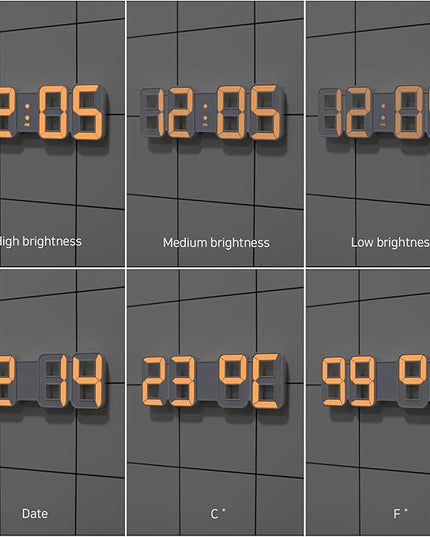 mooas 3D Pure mini Orange LED Clock, Multi-Function LED Clock (Calendar, Alarm, Temperature) (8.5" Orange Table Alarm Clock)