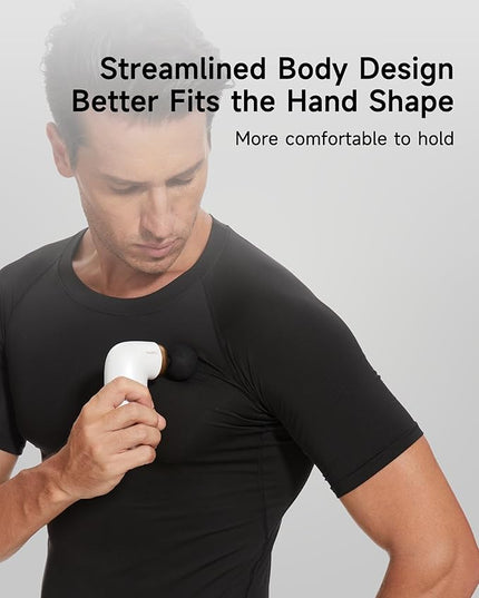 HEYCHY A1 Super Mini Massage Gun, Percussion Deep Tissues Muscle Massager, Compact Sports Travel Massage Gun, Portable Handheld Massager for Office Gifts for Him/Her, Home, Athletes(White)