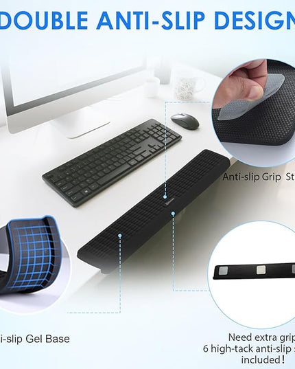 UnivoColors PostureUp L-Shaped Desk Long Wrist Rest Elbow, Non-Slip, Memory Foam, Desk Edge Support, Ergonomic Design for Long-Hour Work (23.6 * 3.9 inch One-Piece Design,Grey)
