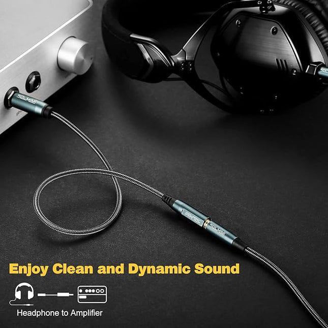 SOLMIMI 1/4 to 3.5mm Headphone Adapter, 1/4 to 1/8 6.35mm Male to 3.5mm Female TRS Stereo Audio Adapter Cable for Headphone Mixer Guitar Piano Keyboard Amplifier Speaker and More - 1 Feet