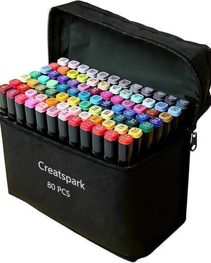 Alcohol Markers 80 Colors with Base Dual Tip Art Drawing Markers for Anime Sketch Illustrations - Refillable