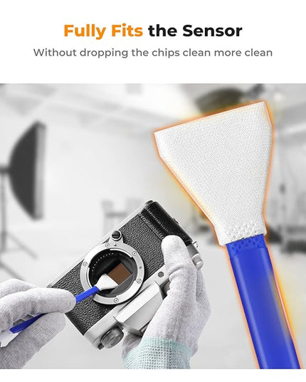 K&F CONCEPT 2-1 16mm APS-C Frame Sensor Cleaning Swab, Viewfinder Cleaning Swab, with 20ml Sensor Cleaner, DSLR Camera CMOS and CCD Sensor Cleaning Swab Kits Compatible with Nikon Sony Canon Camera