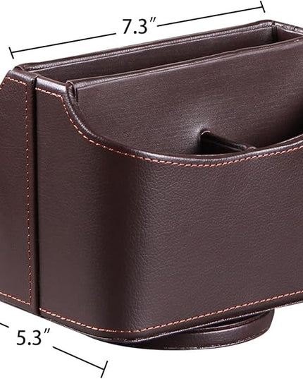 Arniche PU Leather Remote Control Holder,360 Degree Spinning Desk TV Remote Caddy,Desk Organizers and Accessories,for Controller,Media,Mail,Calculator,Mobile Phone,Pen Storage Holder(Brown Lychee)