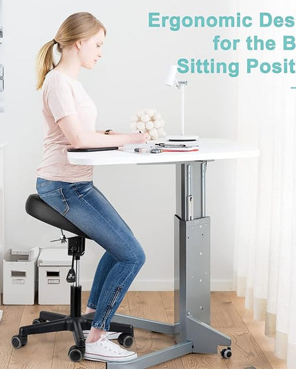 Footrest Stool Under Desk Adjustable Height and Tilt Angle Footrest Ottoman Ergonomic Foot Stool with Wheels 360° Rolling for Home Office (New Black)