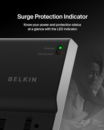 Belkin 8-Outlet Surge Protector w/8 AC Outlets & 8ft Long Flat Plug,UL-Listed Heavy-Duty Extension Cord for Home,Office,Travel,Computer,Laptop,Phone Charger - 2,500 Joules of Protection,(Pack of 10)