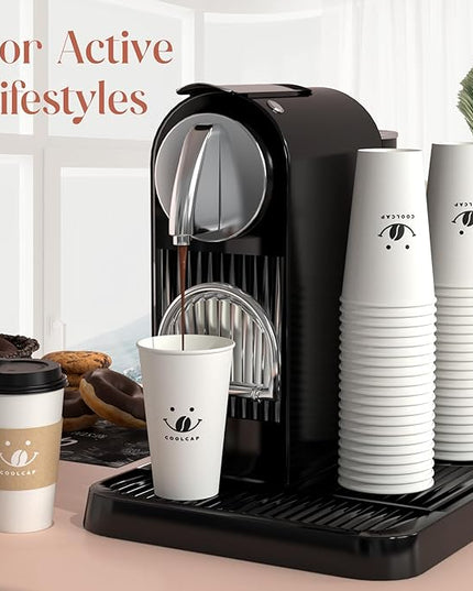Coolcap Coffee Cups with Lids and Sleeves, 16 oz 50 pack To Go Cups with Lids, Paper Hot Coffee Cups for Hot & Cold Beverage (White, 16 oz)