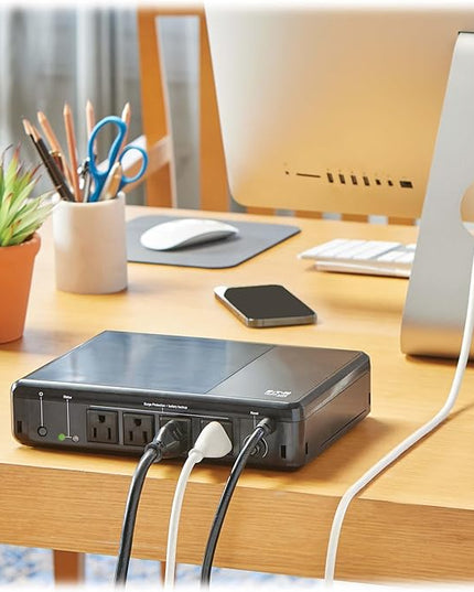 Tripp Lite 600VA UPS Desktop Battery Backup and Surge Protector, 300W, 4 Outlets, Home & Office UPS, Small Form Factor, Wall Mounting Option, 5ft Cord, 3-Year Warranty (BC600R)