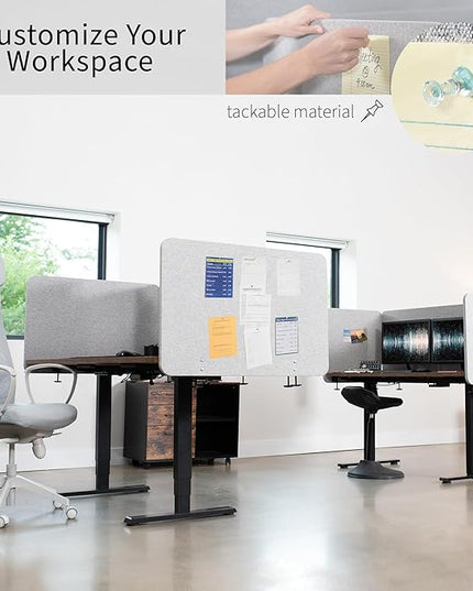 VIVO Clamp-on/Screw-on 60 x 24 inch Privacy Panel, Sound Absorbing Cubicle Desk Divider, Acoustic Partition, Gray, PP-1-V060G