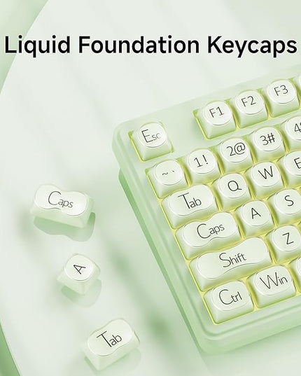 V102 Wired Keyboard, 98 Keys Creamy Gaming Keyboard with Number Pad, Display Screen & Media Knob RGB Silent Wired Cute Computer Keyboard for Laptop PC Gamer - Green