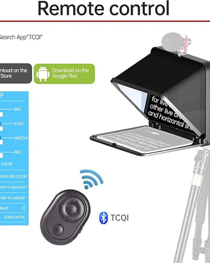 LENSGO Portable Teleprompter for iPad Tablet Smartphone DSLR Camera 7.9'', APP Compatible with iOS & Android System for Online Teaching Vlog Live Streaming Interview (TC7 for phond/ipad/Camera)