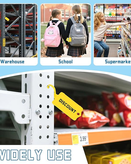 LeonBach 100 PCS Plastic Shipping Tags, 1.46" x 2.48", Waterproof Labels Writable Hanging Tag with Sealing Strap, Shipping Cable Tie Label Tags for Keys Luggage Logistic Retail Inventory(Yellow)