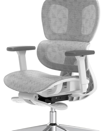 PatioMage Ergonomic Office Chair, Big and Tall Desk Chair with Adjustable Lumbar Support & Seat Depth, High Back Computer Chair, Swivel Mesh Chairs with Wheels for Home Office, White