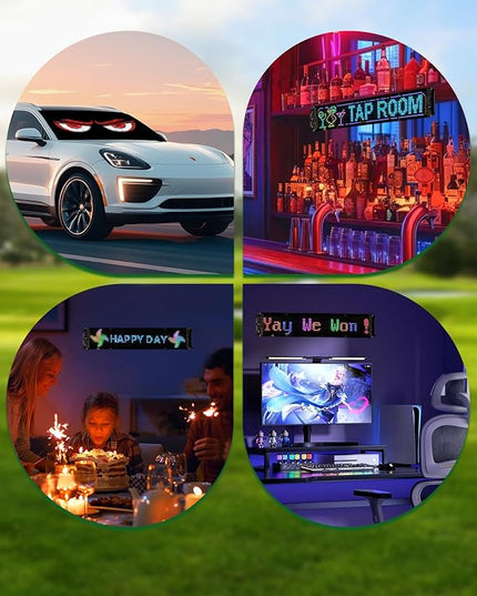24 "* 5" Golf Cart Devil Eyes Light Sign,LED Sign for Store, Programmable Flexible LED Matrix Panel with APP and Remote Control,Pre-Made Animations & Customizable