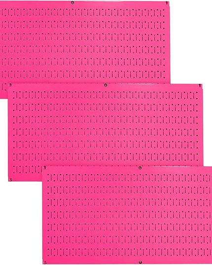 Wall Control Pegboard Value Pack - (3) Pack of Wall Control 16-Inch Tall x 32-Inch Wide Horizontal Pink Metal Wallboards for Home & Garage Tool Storage Organization (Pink Pegboard)