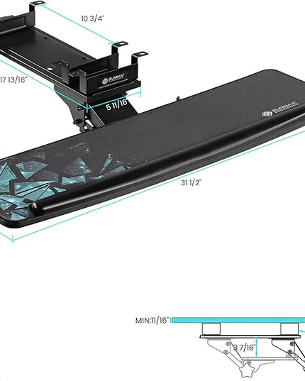 EUREKA ERGONOMIC Height Adjustable Mouse & Keyboard Tray Under Desk, 32'' Large Slide Out Swivel Tilt Computer Keyboard Drawer with Mouse Pad for Gaming Home Office Desk, Dual Mount
