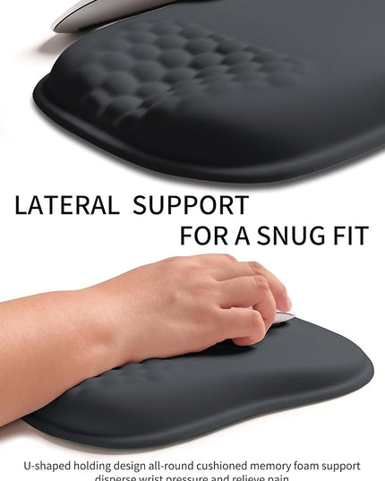 Hokafenle Ergonomic Wrist-Hugging Mouse Pad Wrist Support, U-Shaped Holding Wrist Rest Mousepad for Carpal Tunnel Pain Relief with Cushioned Memory Foam Slope Massage Bulge (10.2x8.3 in,Dark Grey)