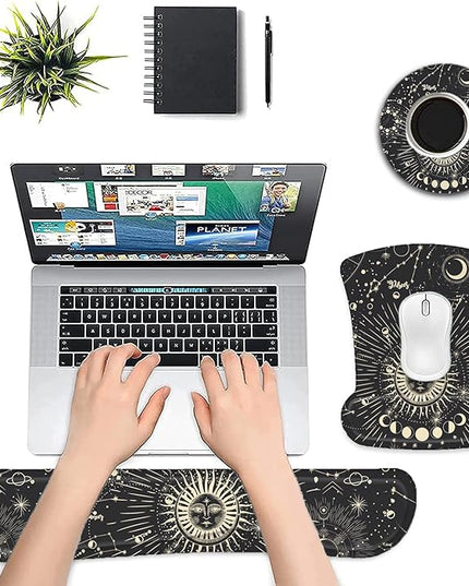 LATEEFAH Mouse Pad with Wrist Rest, 3-in-1 Gaming Mouse Pad, Keyboard Wrist Rest, Ergonomic Memory Foam Mousepad with Wrist Support for Computer Keyboard