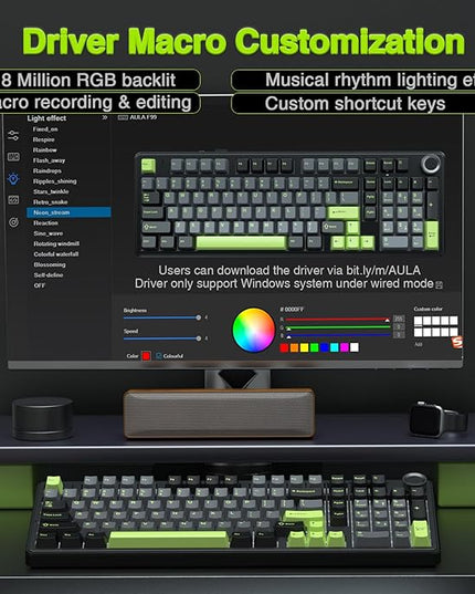 AULA F99 Pro Wireless Mechanical Keyboard with Knob,Creamy Sound,Tri-Mode BT5.0/USB-C/2.4GHz Hot Swappable Keyboard,Gasket Structure,RGB Backlit Computer Gaming Keyboards