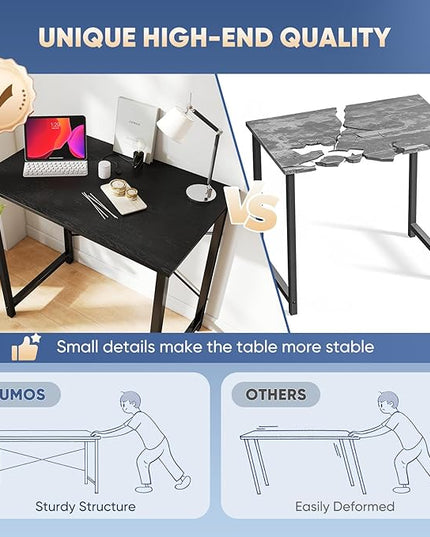 DUMOS 32 Inch Office Small Computer Desk Modern Simple Style Writing Study Work Table for Home Bedroom - Wood Black