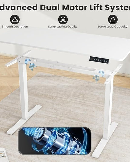 Dual Motor Electric Standing Desk Frame- Heavy Duty Height Adjustable Desk Legs, Sit to Stand Up Desk Base, 4 Memory Settings Controller for Adjustable Desktop Sizes, Over 300 lbs Load Capacity