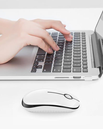 VssoPlor Wireless Mouse, 2.4G Slim Portable Computer Mice with Nano Receiver for Notebook, PC, Laptop, Computer-Black and White