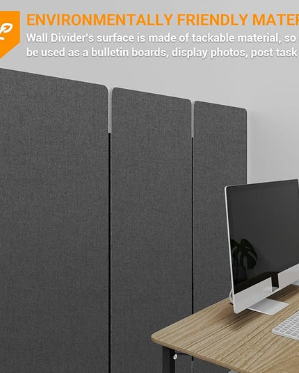 Soundproof Room Divider with Wheels, 66in Office Dividers for Sound Proofing & Reducing, 3 Panel Sound Proof Dividers for Office Partitions Portable Temporary Wall Acoustic Wall Divider，Dark Grey