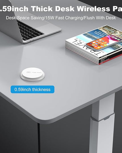 3 Inch Desk Hole Recessed Power Grommet with 15W Wireless Charger Cover, 2 USB-A Countertop Grommet Mount Power Outlet, with AC Outlets and 6ft Extension Cord