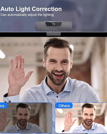 4K Auto Focus Webcam for PC, 4 AI Noise-Canceling Mics UHD Web cam, Auto Light Correction, 85°FOV Computer Web Camera, USB C Plug&Play Webcam with Tripod & Privacy Cover Works w/Zoom/Skype/Google
