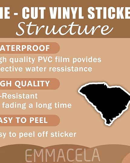 (3PCS) South Carolina Stickers, SC Map US State Waterproof Vinyl Decals for Tumblers, Water Bottles, Laptops, Books, Scrapbooks, Great for South Carolina Lovers 3 x 2.3 Inch