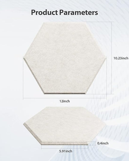 12 Pack Acoustic Panels Self Adhesive Sound Proof Foam, High Density Sound Acoustic Foam Panel, 12X10.23X0.4 Inch Hexagon Wall Panels in Home,Office,Reccording Room,Studio(Beige)