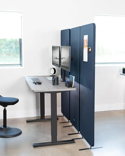 VIVO Freestanding 72 x 66 inch Privacy Panel, Cubicle Divider, Acoustic Wall Partition, x3 24 inch Panels, Navy Blue, PP-3-T072NB