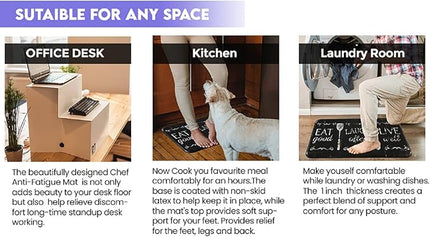 J&V TEXTILES Anti Fatigue Cushioned Comfort Mat, Ergonomically Durable, Supportive, Padded, Thick and Washable, Stain-Resistant, Kitchen, Garage, Office Standing Desk Mats (Boho Study Floral)*