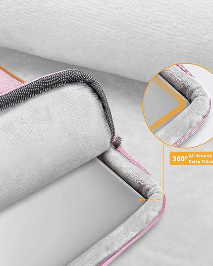 MOSISO 360 Protective Laptop Shoulder Bag,15-15.6 inch Computer Bags Compatible with MacBook Pro 16 inch, HP, Dell, Lenovo, Asus Notebook,Side Open Messenger Bag with 4 Zipper Pockets, Pink