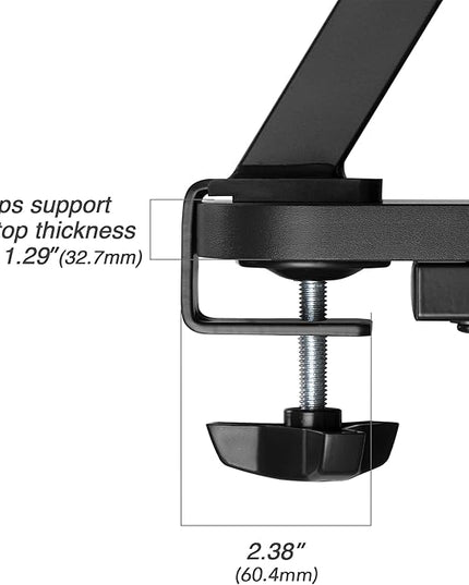AVLT Clamp Desk Shelf Dual 32" Monitor Riser With Slide-out Holder for Convertible Laptop, Tablet, Smartphone (Black) - Floating Stand (Clamp-On Shelf Only)