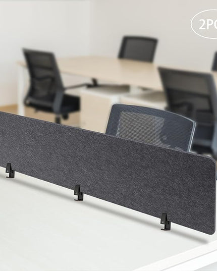2pcs Privacy Panel, Standing Desk Divider 60"x16" Desktop Office Furniture Partitions, Clamp-On Acoustic Desk Divider Mounted Privacy Panel to Reduce Noise and Visual Distractions (Dark Grey)