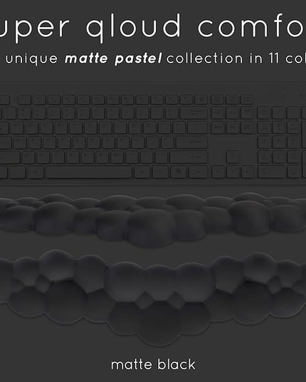 Qloud Cloud Wrist Rest Keyboard Wrist Rest for Computer Keyboard Pad, Cloud Keyboard Wrist Rest, Wrist Pad for Keyboard, Memory Foam, Non Slip Base, Comes with Mouse Pad - Matte Black