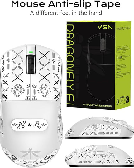 VGN Lightspeed Wireless Gaming Mouse with Dual-Mode 2.4G/Type-C Wired - 25K Sensor - 26,000 DPI - 55g Lightweight - 6 Programmable Buttons - Up to 200h Battery Life for PC/Mac- F1 Pro Max White