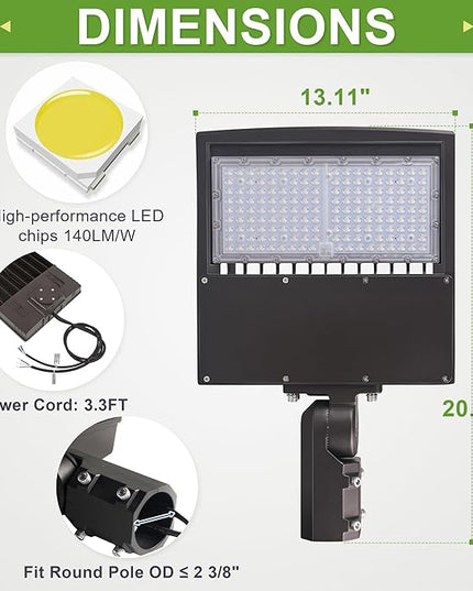 LED Parking Lot Lighting 150W, 21000LM 1-10V Dimmable LED Street Light, Outdoor Shoebox Area Light, Surge Protector Built-in, Slip Fitter Mount