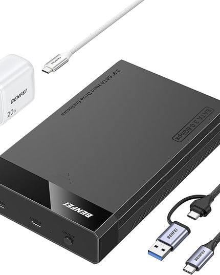 BENFEI 3.5/2.5 Inch SATA HDD/SSD Enclosure, Tool-Free Design, Supports 20TB HDD & UASP