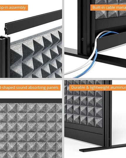 Stand Up Desk Store Studio Modular Wall and Sound Absorbing Room Divider | Sound Dampening Acoustic Panels for Office Cubicle | Noise Reduction and Noise Canceling Office Partition (70'' x 70'')
