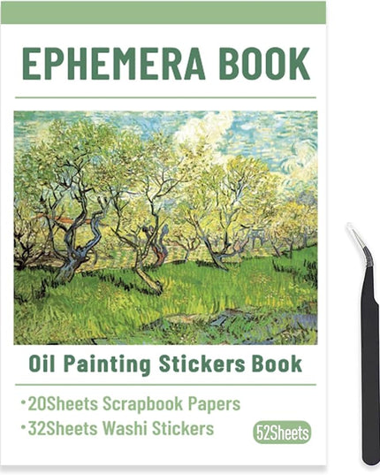 PRSTINCOL Oil Painting Sticker Book, 52 Sheets 500+ Scrapbook Stickers, Vintage Oil Painting Aesthetics Stickers for Adults and Teens, Junk Journal Supplies for Scrapbooking Journaling DIY