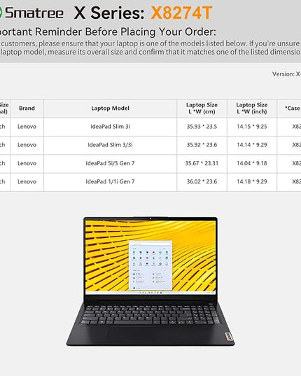 Smatree Hard EVA Protective Sleeve Compatible for 15.6 inch Lenovo IdeaPad 1/1i Gen 7, for Lenovo IdeaPad Slim 3/3i Case, for IdeaPad 5i/5 Gen 7, Waterproof and Anti-Shock Laptop Case, Green (X8274TG)