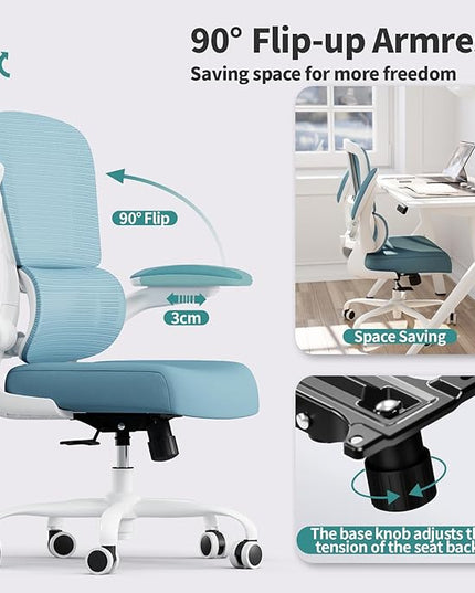 TRALT Office Chair - Ergonomic Desk Chair with Adjustable Lumbar Support, Mesh Computer Chair, Executive Chairs for Home Office Comfortable Lumbar Support,Sky Blue
