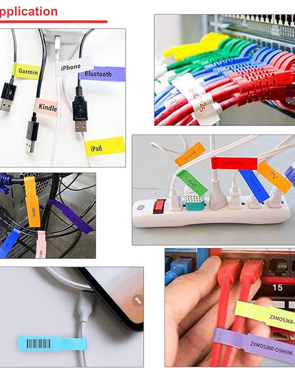 240 Pcs 8 Colours Cable Labels - Tear Resistant Self-Adhesive Identification Tags - Waterproof Wire Cord Label Stickers for Marking & Organizing Cables in Office, Home, School